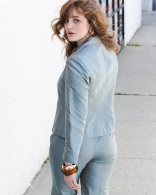 Vintage Silk Metallic Suit in Blue-green