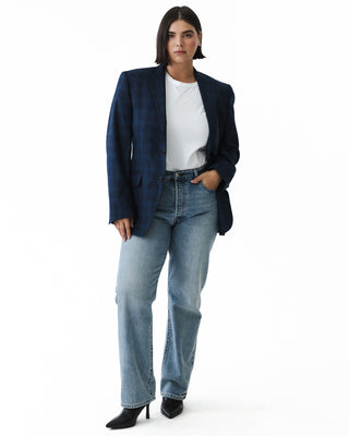 Tailored Blue Plaid Blazer