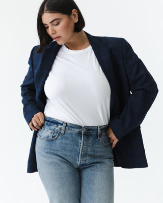 Tailored Blue Plaid Blazer