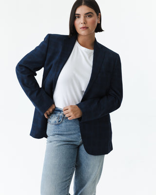 Tailored Blue Plaid Blazer
