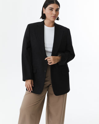 Vintage Relaxed Fit Blazer Charcoal Gray