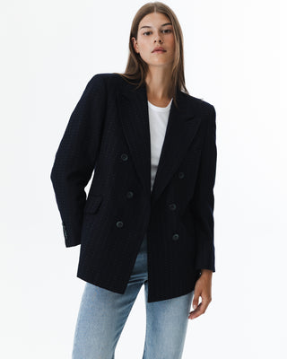 Vintage Custom Dotted Navy Pinstripe Blazer