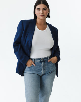 Classic Blue Plaid Blazer
