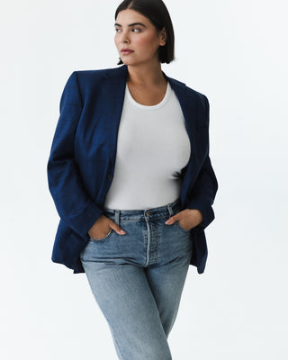 Classic Blue Plaid Blazer