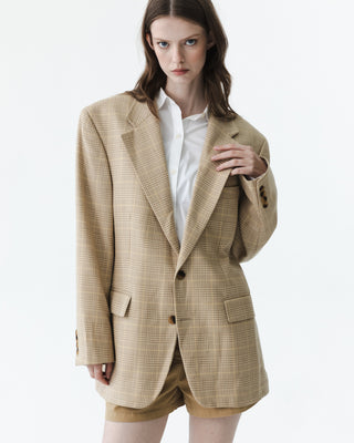 Vintage Beige Plaid Blazer