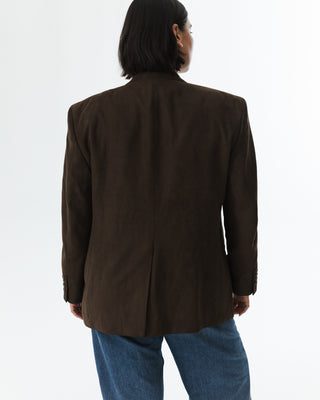 Vintage Faux Suede Oversized Blazer Brown