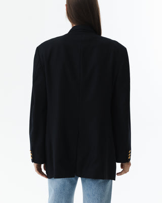 Relaxed Navy Blazer with Gold Buttons
