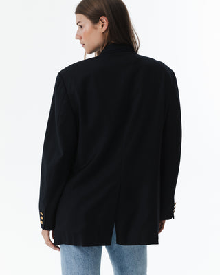 Relaxed Navy Blazer with Gold Buttons