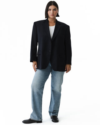 Vintage Oversized Blazer Navy Pinstripe