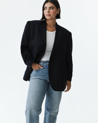 Vintage Oversized Blazer Navy Pinstripe