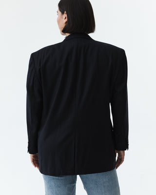 Vintage Oversized Blazer Navy Pinstripe