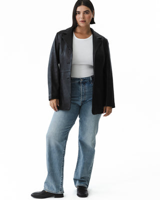 Vintage Genuine Leather Blazer Black