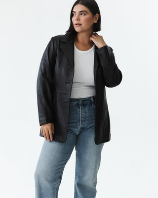 Vintage Genuine Leather Blazer Black