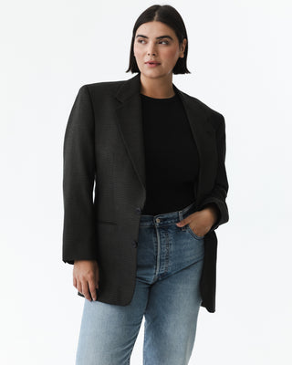 Vintage Houndstooth Blazer in Black Gray