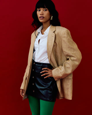 Classic Linen Blazer in Tan