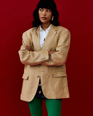 Classic Linen Blazer in Tan