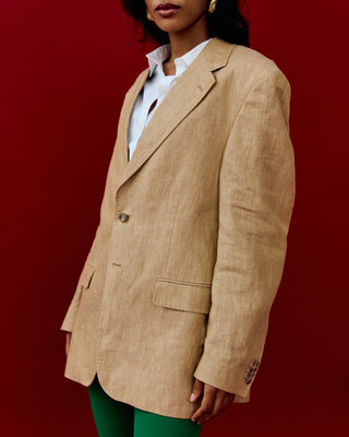 Classic Linen Blazer in Tan