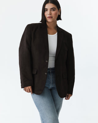 Dark Brown Vintage Faux Suede Blazer