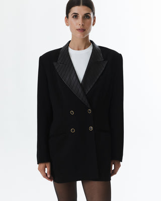 Black Vintage Blazer with Gold Buttons