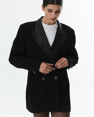 Black Vintage Blazer with Gold Buttons