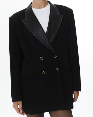 Black Vintage Blazer with Gold Buttons