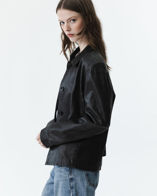 Collared Black Leather Jacket