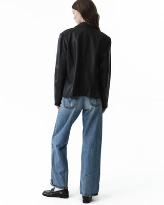 Collared Black Leather Jacket