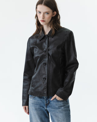 Collared Black Leather Jacket
