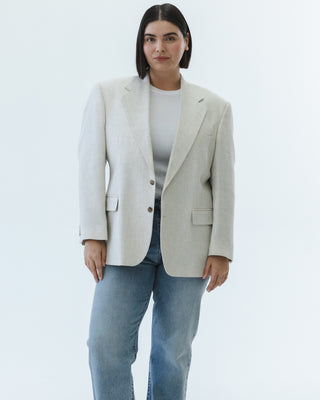 Linen Blend Blazer in Light Beige