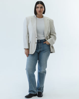 Linen Blend Blazer in Light Beige