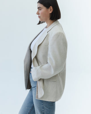 Linen Blend Blazer in Light Beige