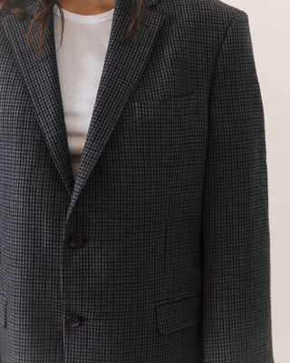 Gray and Navy Plaid Wool Blazer