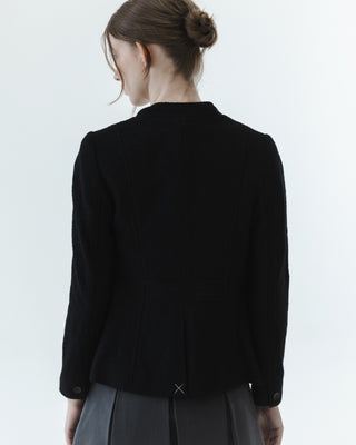 Boiled Wool Collarless Blazer in Black