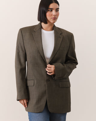 Wool Micro-plaid Blazer