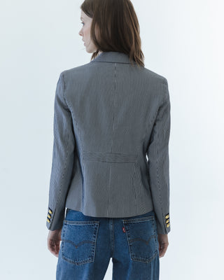 Fitted Blazer in Navy Pinstripe