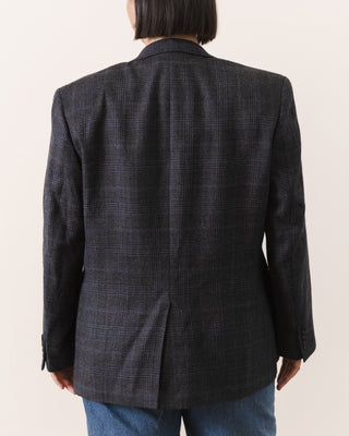 Wool Plaid Blazer in Blue/Gray