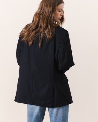 Dark Navy Pinstripe Blazer