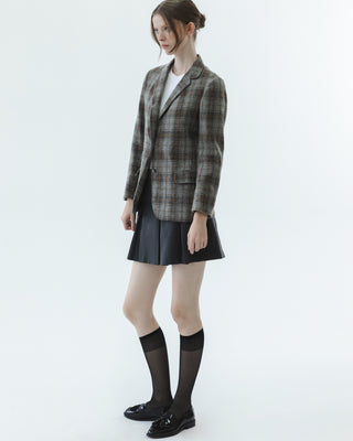 Wool Plaid Blazer in Gray Multi