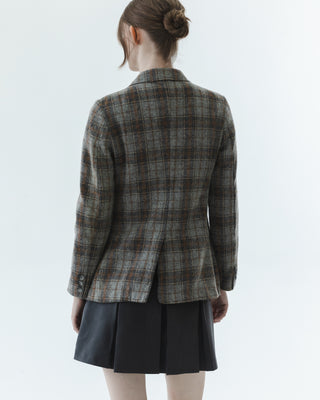 Wool Plaid Blazer in Gray Multi