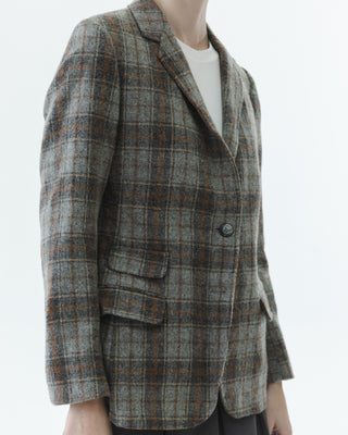 Wool Plaid Blazer in Gray Multi