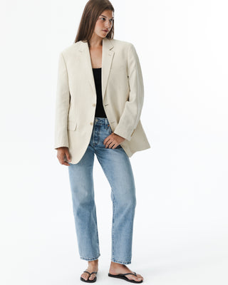 Classic Tailored Beige Linen Blazer