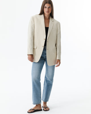 Classic Tailored Beige Linen Blazer