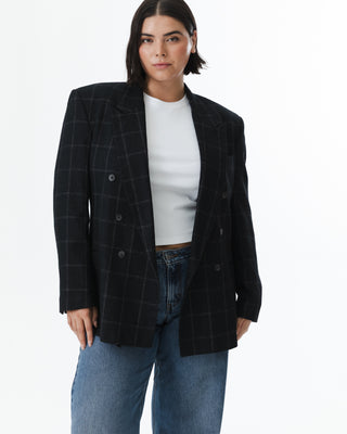 Vintage Soft Wool Plaid Blazer