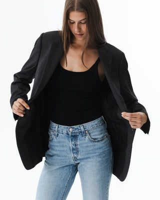 Dark Gray Relaxed Style Blazer
