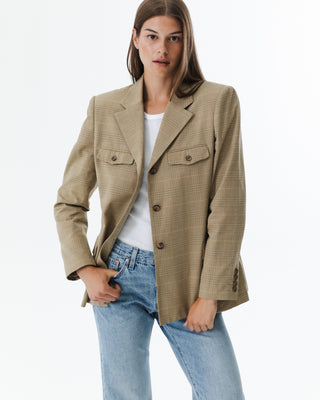 Vintage Classic Plaid Blazer Jacket