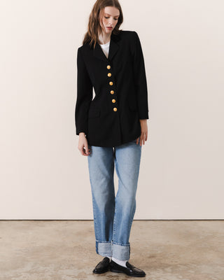 Wool Blazer with Gold Buttons