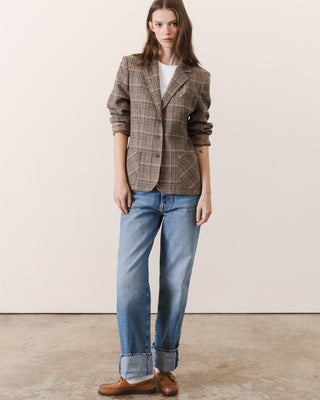 Tan Plaid Wool Blazer