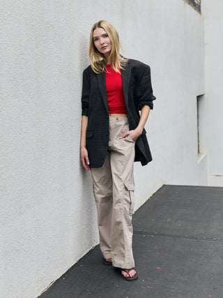 Vintage Soft Feel Wool Blazer in Dark Gray Multi