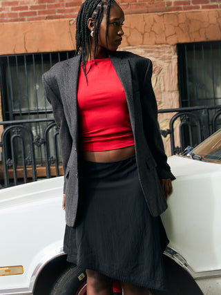 Vintage Soft Feel Wool Blazer in Dark Gray Multi
