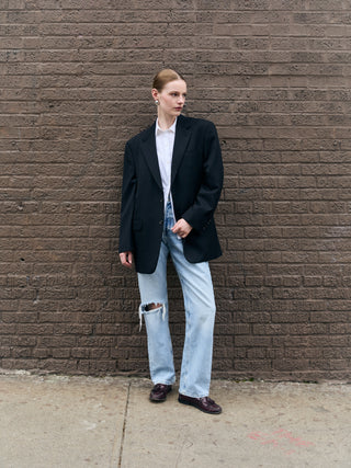 Oversized Classic Wool Blazer in Black